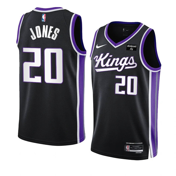 Men's Sacramento Kings #20 Colby Jones Black 2023/24 Icon Edition Swingman Stitched Basketball Jersey Men's Sacramento Kings #20 Colby Jones Black 2023/24 Icon Edition Swingman Stitched Basketball Jersey